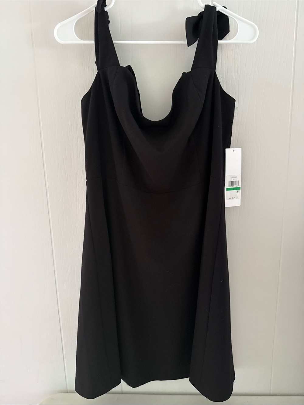 Kensie Black Strapless Cowl Neck Dress with Tie Straps